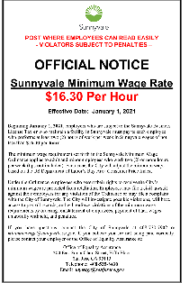 City of Sunnyvale Minimum Wage Official Notice
